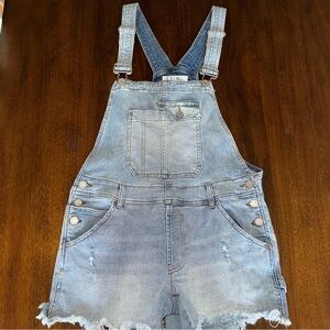 Indigo Rein Denim Shortalls Distressed Overalls Light Wash Jeans Shorts Small